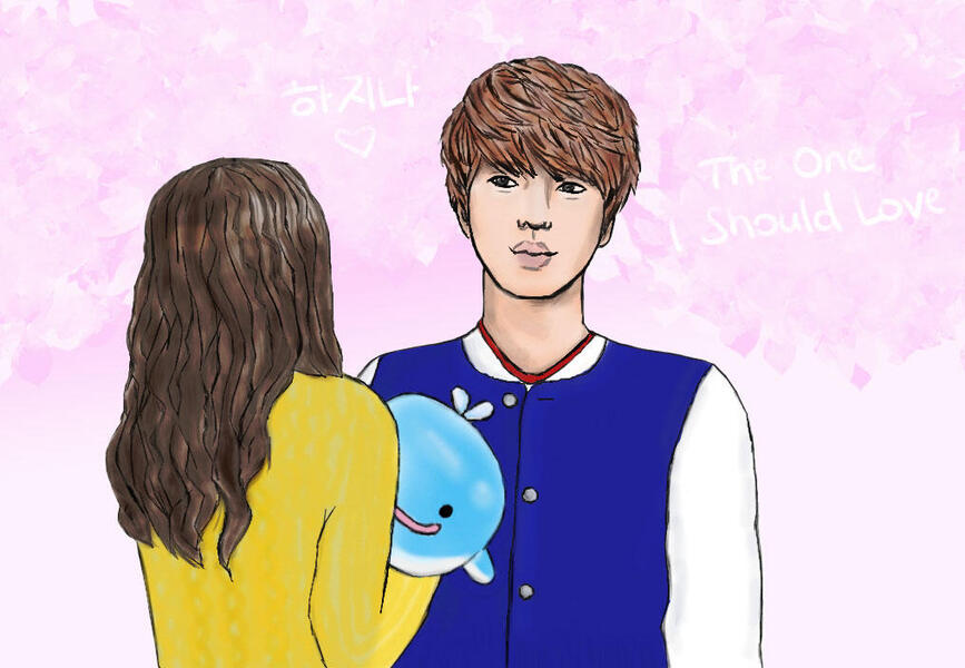 Hana and Jin. Seokjin and my original character Hana from my story The One I Should Love. (February 2020)