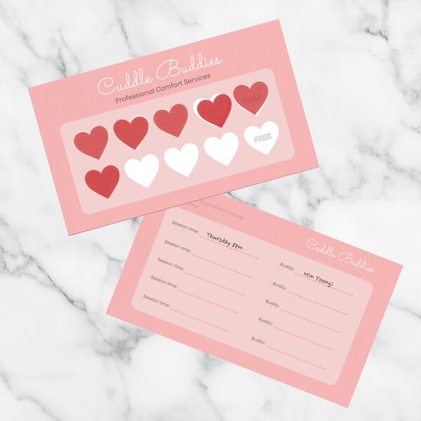 Comfort is our business.. For whatever reason, I made a business card for the cuddle café Yoongi and Hobi work at in Romancing the Stone. (March 2021)