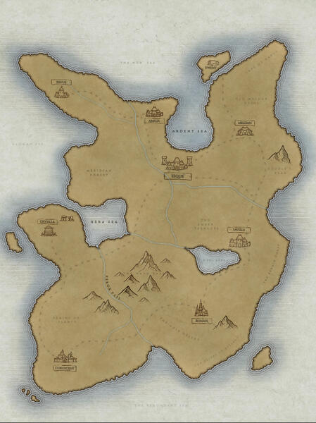 The map is the world Alchemist Jimin would be adventuring in. I&#39;ve put way too much time into it considering it&#39;s essentially just a prompt.. (August 2020)